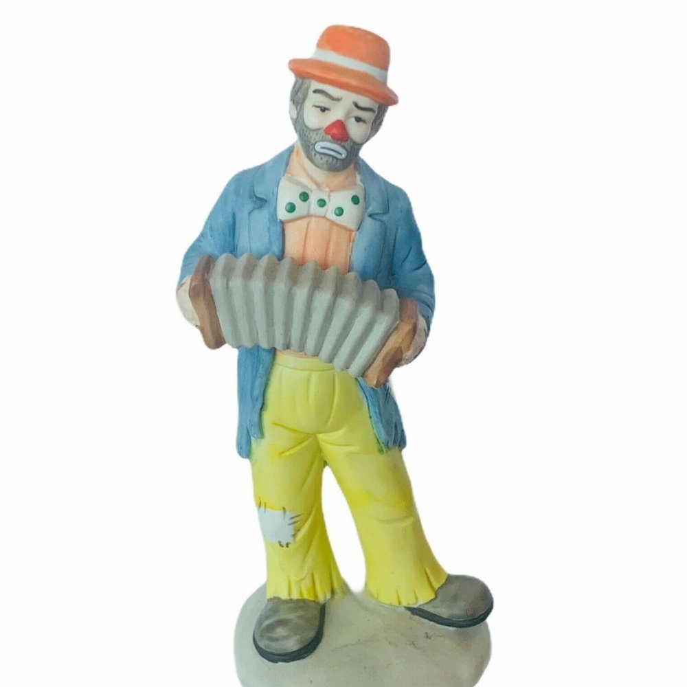 Emmett Kelly Clown Figurine Flambro accordion vtg